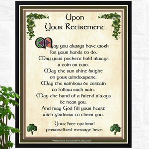 Irish Retirement Blessing Print: Personalized Retirement Gift