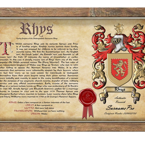 Family Crest With Meaning Etsy