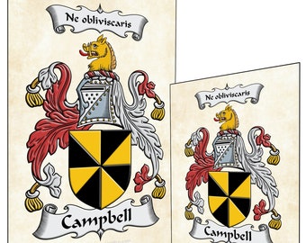 Family Crest Coat of Arms Gift Print Surname Custom Made