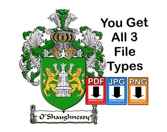 Family Crest - PDF + JPG + PNG you get all 3 types Digital Download - Coat of Arms - Heraldry, Surname Origin, Family Name, Shields