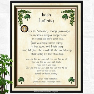 Irish Lullaby, Lullaby, Irish, Gifts from Ireland, Irish Baby Gift, Irish Gift for Mom, Irish Family Gift, The Irish Collection, SurnamePro
