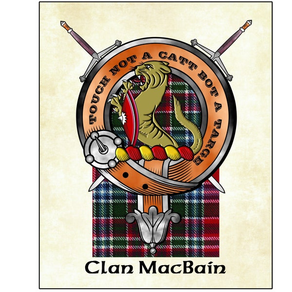 Scottish Clan Badge with Tartan. Tartans are scanned from cloth - badge is digital art based on historical records.