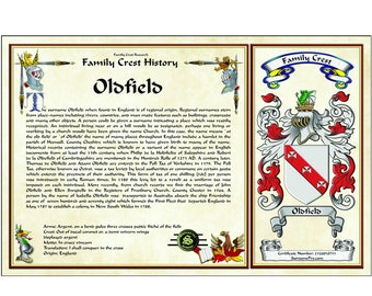 11X17 SurnamePro coat of arms design family crest history featuring family names with motto, translation, and certificate number.