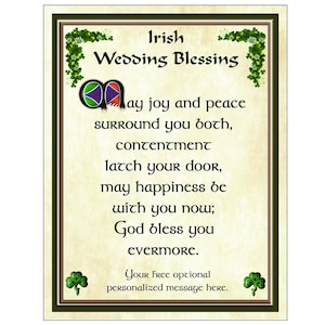 Personalized Irish Wedding Blessing, Irish Wedding Gift, Irish Anniversary Gift, Memorable Irish Gift