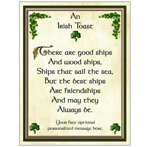 An Irish Toast, Irish Celebration, Irish Gift, Gifts of Ireland, Irish Friendship, Irish Wedding, The Irish Collection