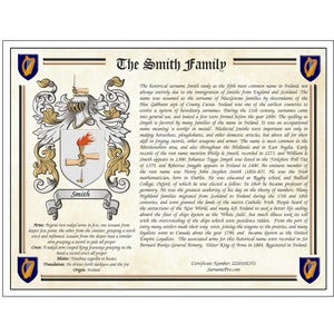 Digital Family name origin crest and coat of arms PDF download surname history, personalized name gift, Fathers day gift, family crest