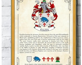 Custom Surname Coat of Arms with History (Digital PDF)