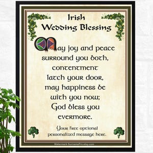Personalized Irish Wedding Blessing, Irish Wedding Gift, Irish Anniversary Gift, Memorable Irish Gift