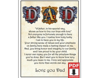 Fathers Day Gift for Dad - Print at Home PDF Download