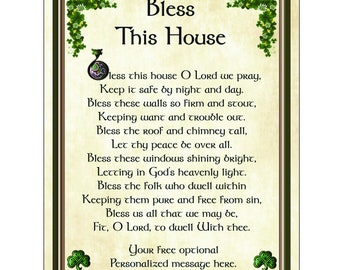 Bless This House 8.5x11 print. Bless this house... keep it safe day and night... keeping want and trouble out... with personalized message