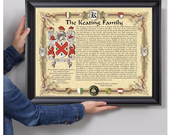 Family Crest Coat of Arms Print: Surname Origin (PDF Digital Download)