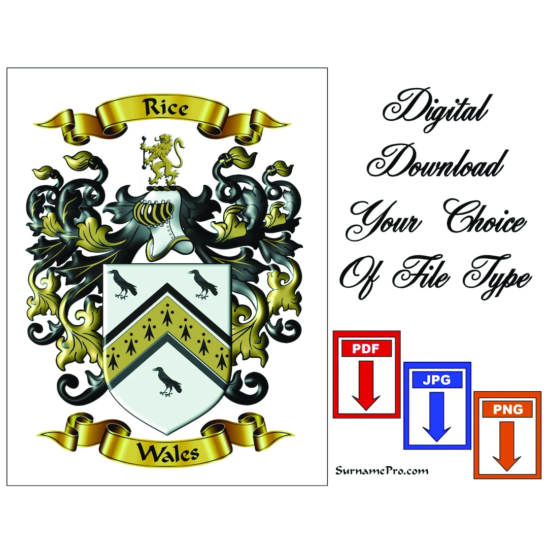 Custom Personalized Family Name Origin Coat of Arms and Crest Featuring ...