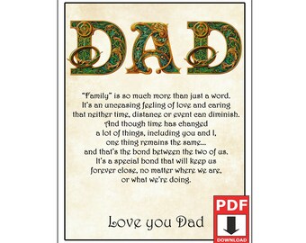 Fathers Day Gift for Dad - Print at Home PDF Download