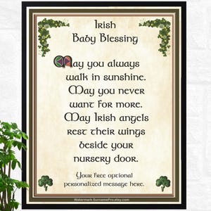 Irish Baby Blessing Print: Personalized Nursery Decor (8.5x11 Framed)