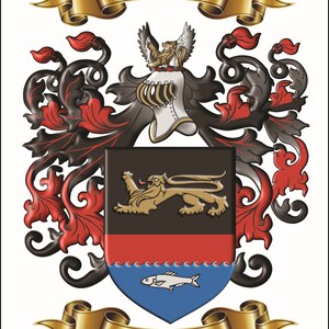 Custom Personalized Family Name Origin Coat of Arms and Crest Featuring ...