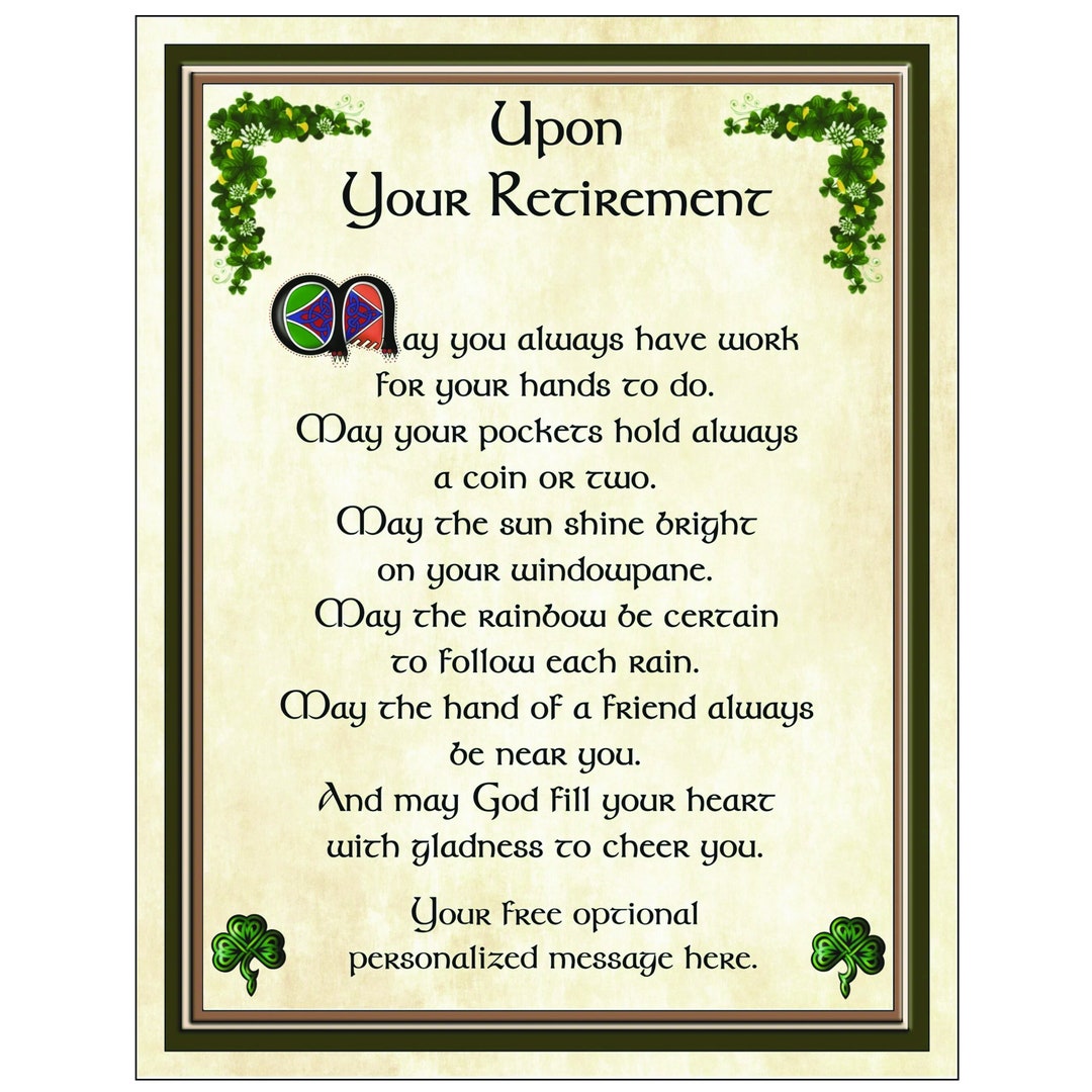 Upon Your Retirement, Irish Retirement, Memorable Retirement Gift