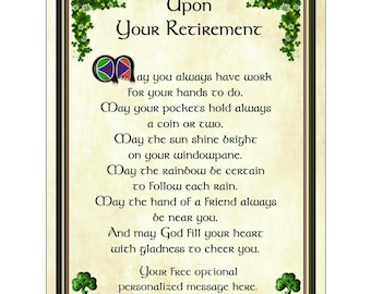 Upon your retirement, Irish retirement, memorable retirement gift, amazing Irish gift, gift of Ireland