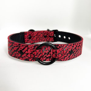 Red and black collar/choker with all black hardware