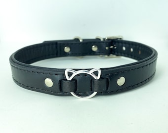 Black leather kitty collar/Choker