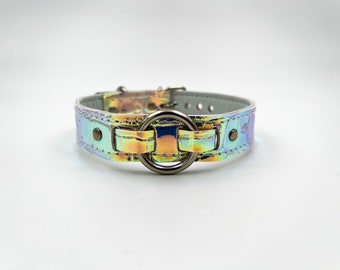 Holographic alligator print collar/choker