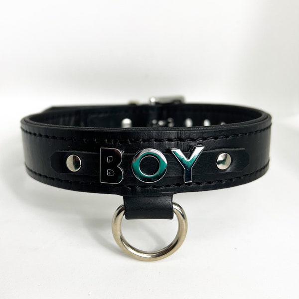 Black leather boy collar/choker