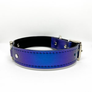 3/4 Iridescent blue Faux leather collar/choker VEGAN image 2