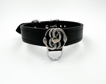 Black leather with double snake ouroboros