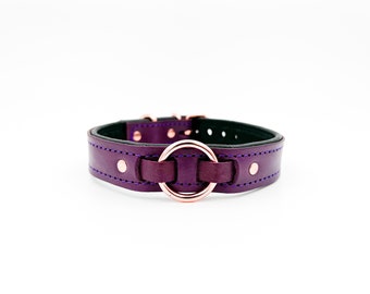 Conceria Viola leather collar/choker with all rose gold hardware