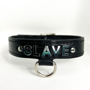 Black leather letter collar