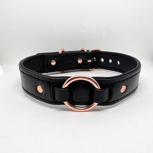 Black leather collar/choker with all rose gold hardware