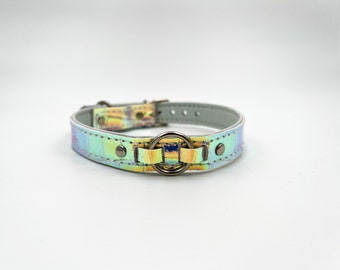 3/4" Holographic Alligator print leather collar/choker