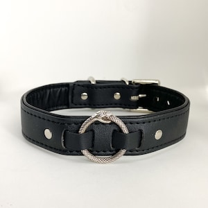 3/4" All black vegan leather ouroboros collar/choker