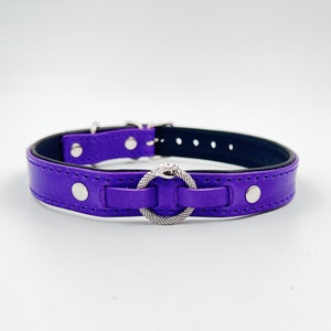 3/4" Italian leather purple ouroboros collar/choker