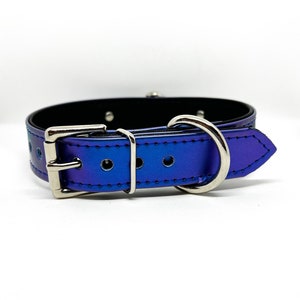 3/4 Iridescent blue Faux leather collar/choker VEGAN image 3