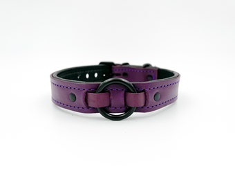 conceria viola leather collar/choker with all black hardware