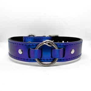 3/4" Iridescent blue Faux leather collar/choker *VEGAN*