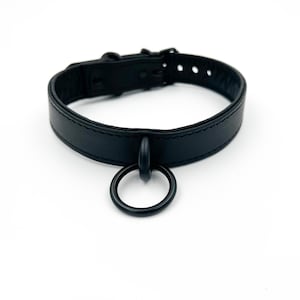 Black collar/choker with all black hardware and loop and ring