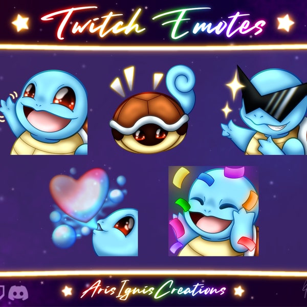 Squirtle Emotes / Wave, Hide, Cool, Love, Cheer