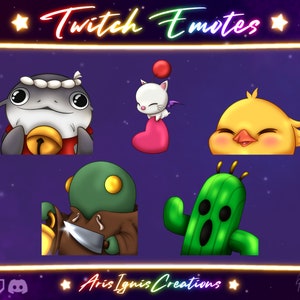 Final Fantasy Twitch Emotes / Hype, Liefde, Lurk, Stab, Wave