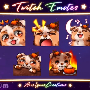 Pumpkin Spice Puppy Emotes / Love, Rage, Sing, Lurk, This is Fine