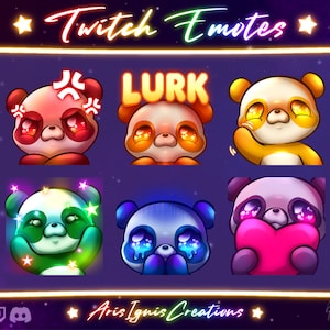 Emoticonos de Rainbow Panda / Rage, Lurk, Wave, Jam, Cry, Love