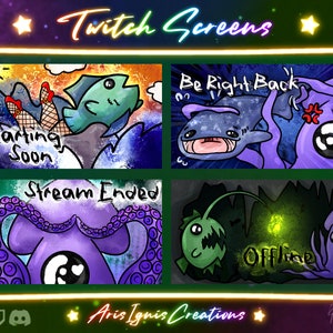 Sqwibble Squid Twitch Scenes: Ocean Theme OBS Screens