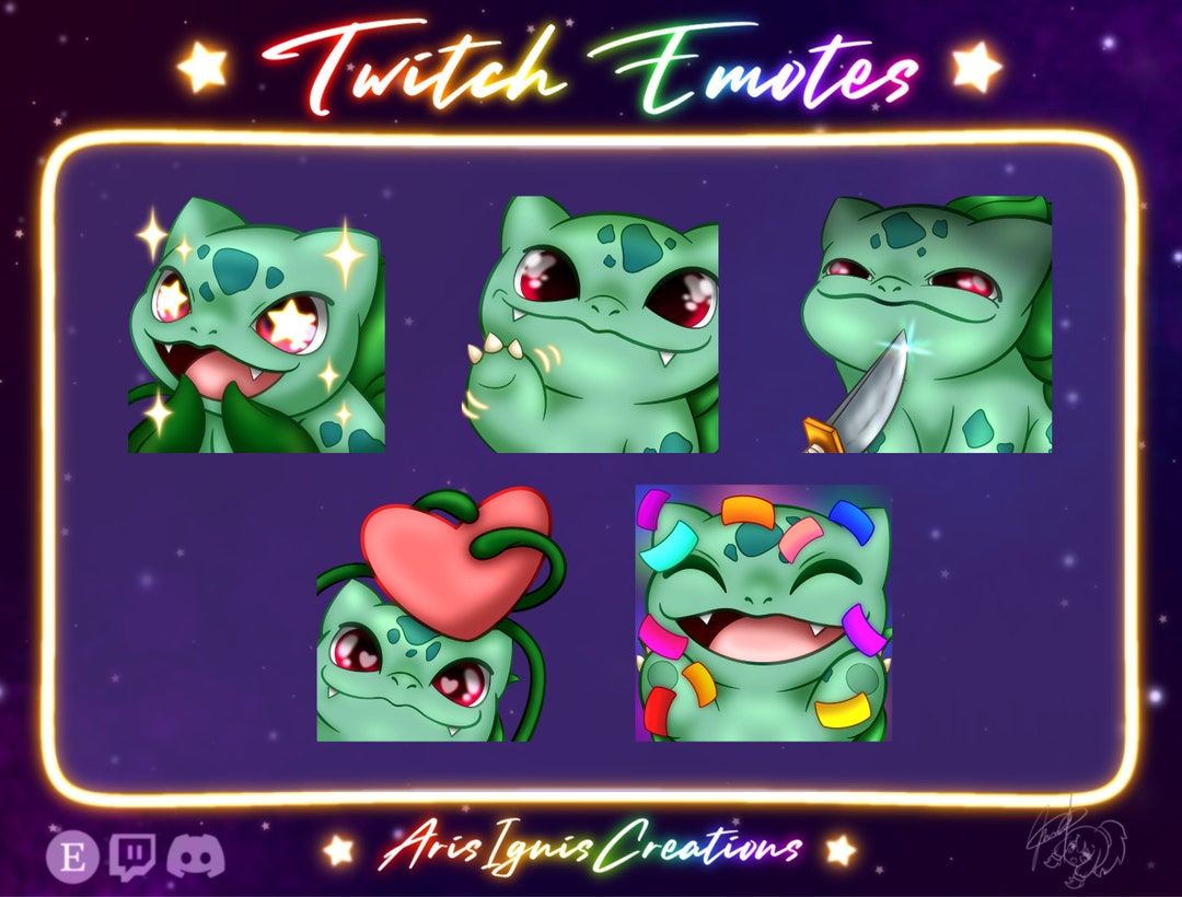 Bulbasaur Emotes / Hype, Wave, Knife, Love, Cheer Etsy
