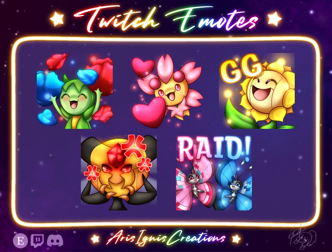 Springtime Pokemon Emotes / Cheer, Love, GG, Rage, Raid - Etsy