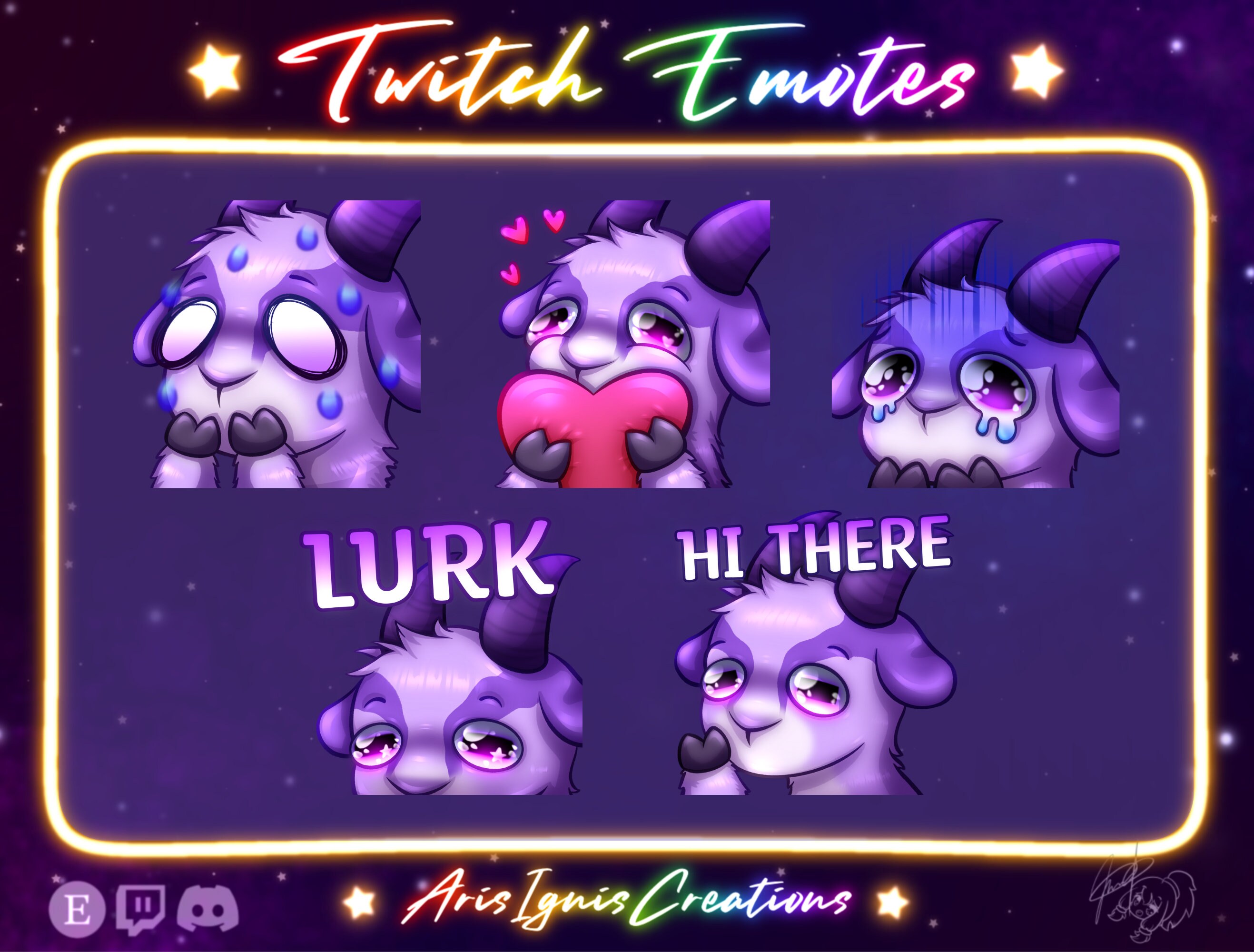 Grape Goat Emotes / Fear, Love, Sad, Lurk, Wave