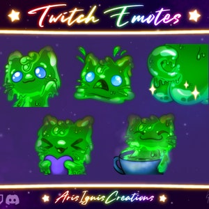 Toxic Slime Cat Emotes / Onda, Urlo, Bottino, Amore, Relax