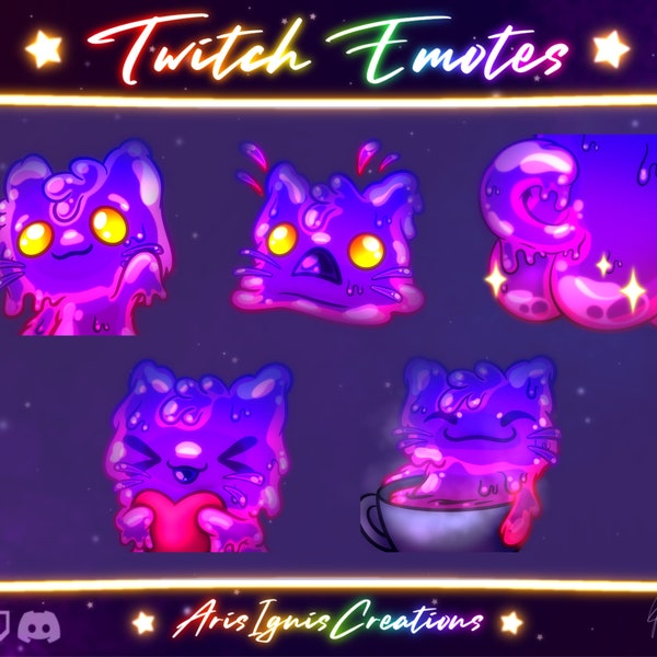 Jelly Slime Cat Emotes / Wave, Scream, Booty, Love, Relax