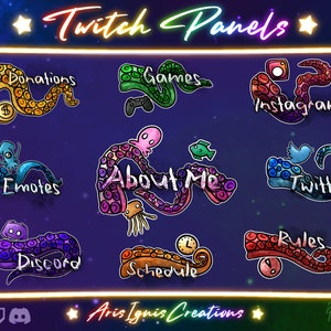 Sqwibble Squid Twitch Pannels / Ocean Theme / Squid Theme / Cartoon
