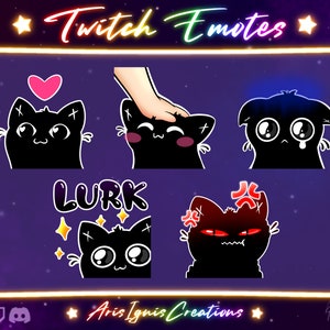 Inkt Blot Cat Emotes / Liefde, Headpat, Huilen, Op de Loer, Woede