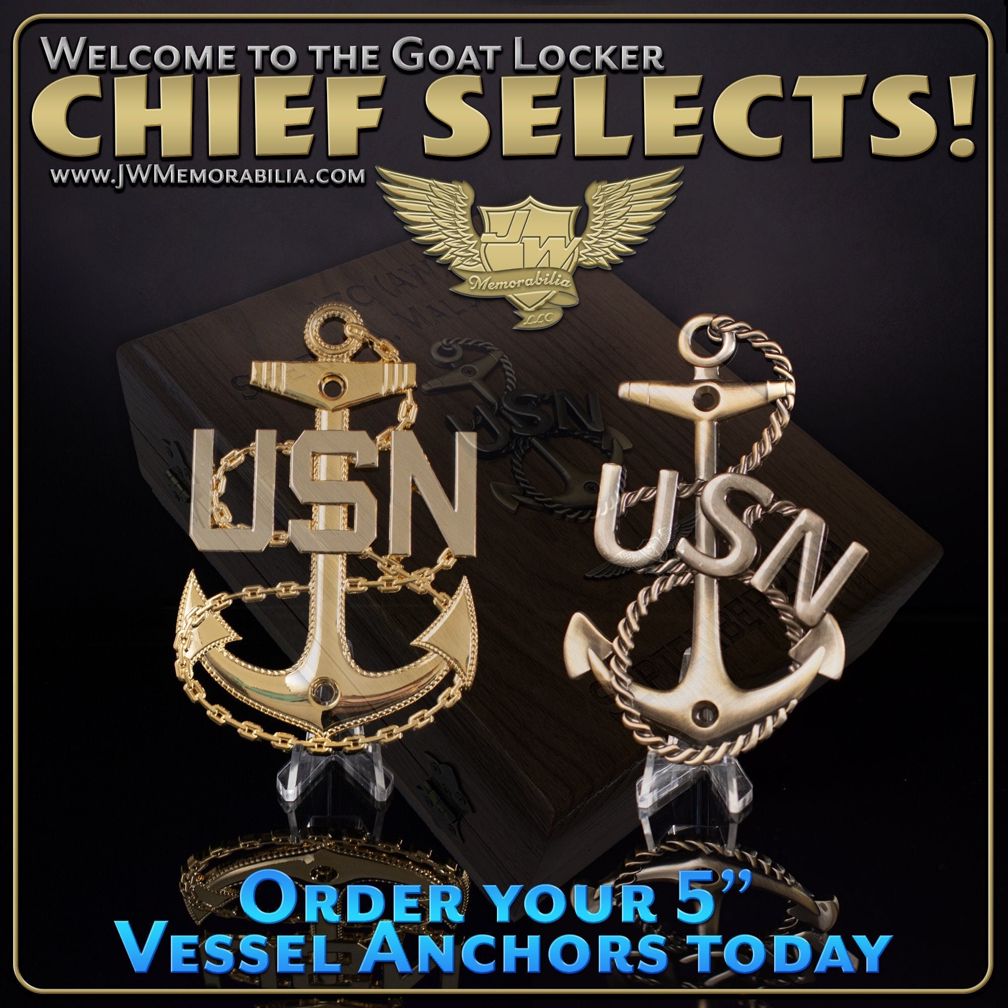 5" CPO Chief Petty Officer Anchors For Vessels, Plaques or Misc Projects
